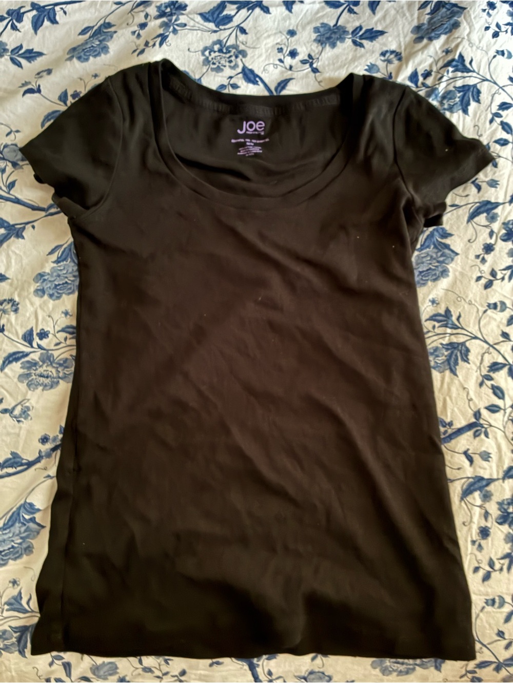 Black Scoop Neck Short Sleeve Top - Joe fresh